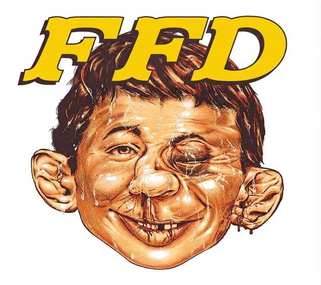Ilustración FFD de una cara caricaturesca sudando